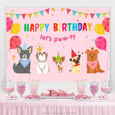 Lofaris Pink Puppy Dog Balloon Pet Party Birthday Backdrop